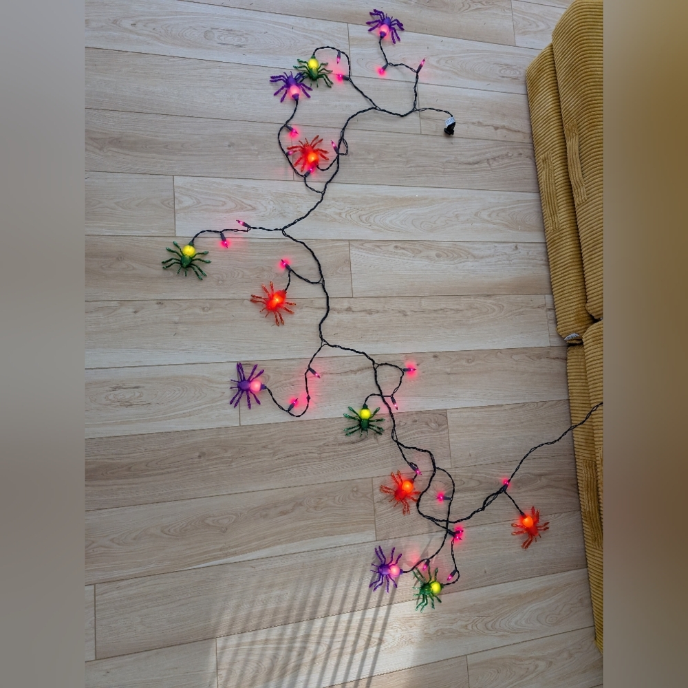 Colorful Spider String Lights for Halloween Decor, 6 Ft - Picture 4 of 11